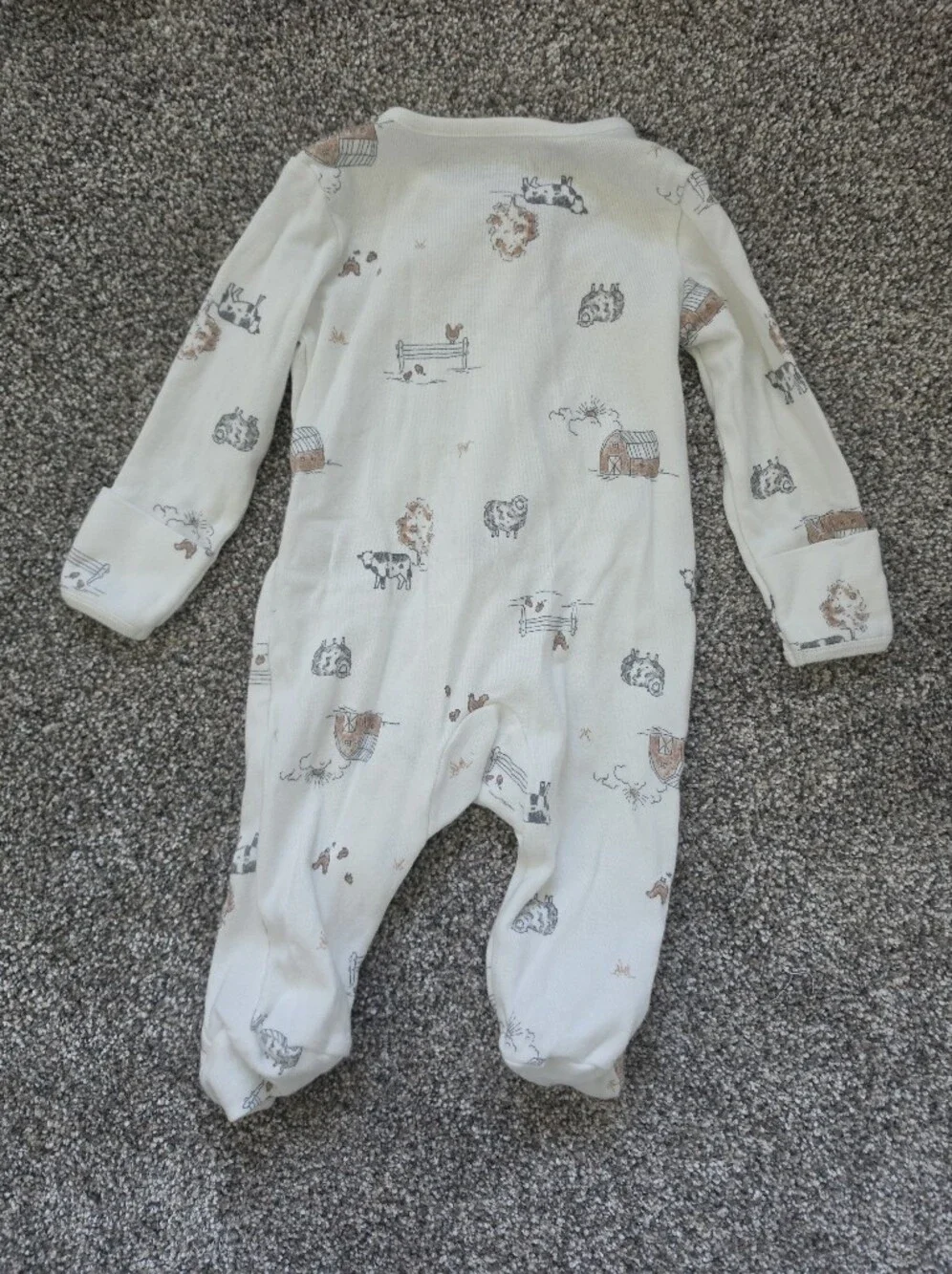 Carter's Brown Ribbed Bear & Cream Animal Print Footed One-Pieces (3 Pack)